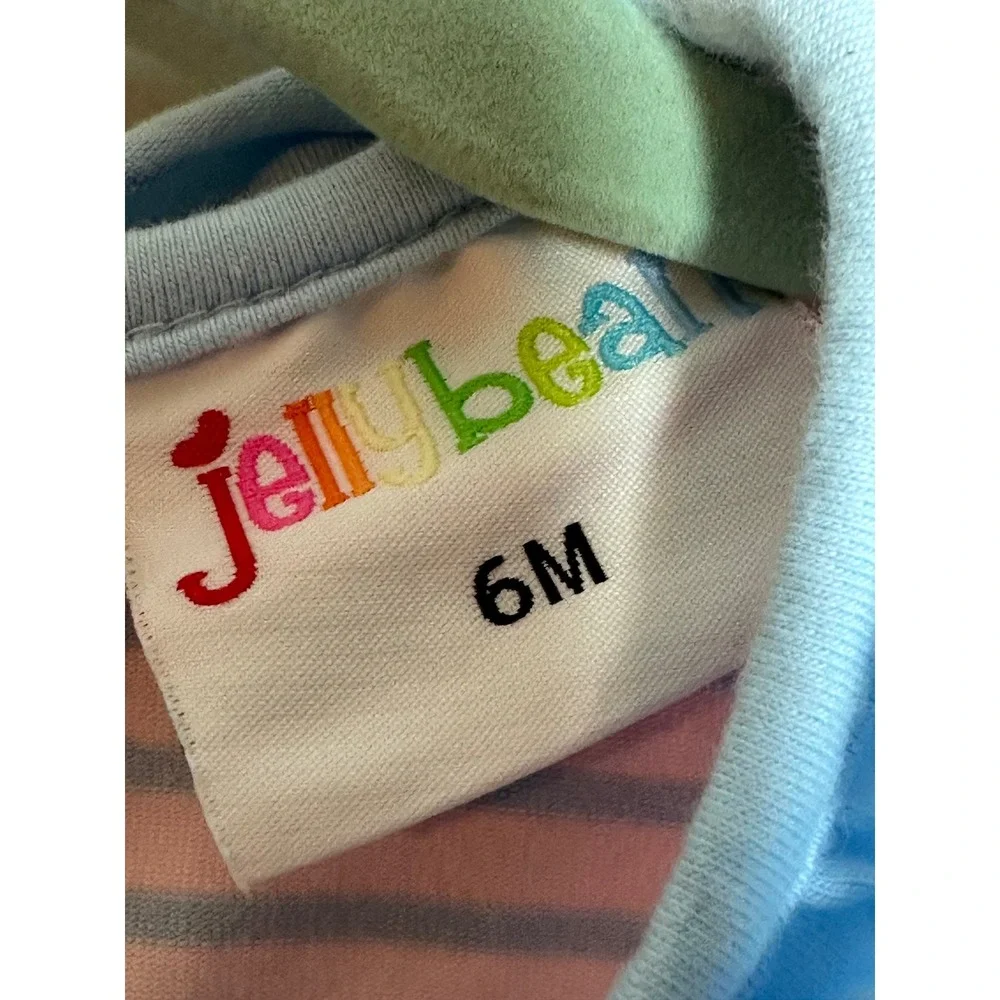 Jellybean Baby Girls‎ Pink Stripe Blue Bow Romper Sleepsuit 6M